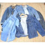 A Tommy Hilfiger denim jacket together with Diesel, Armani, Blue Inc and Levi denim jackets, some