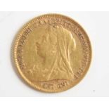 A Queen Victoria gold half sovereign dated 1900.