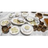 A part Denby dinner service, comprising dinner plates, oval platters, soup bowl and covers,