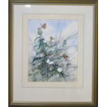 Trevor Parkin (20th century): Butterflies and thistles, watercolour on paper, signed, 30 by 23cm.