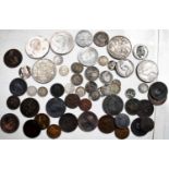 A collection of George II and later coins, some silver pre 1920, 4.1toz.
