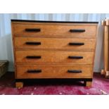 An Art Deco period oak chest of drawers.
