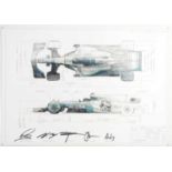 Formula 1 memorabilia: A limited edition Mercedes F1 signed technical drawing signed by Lewis