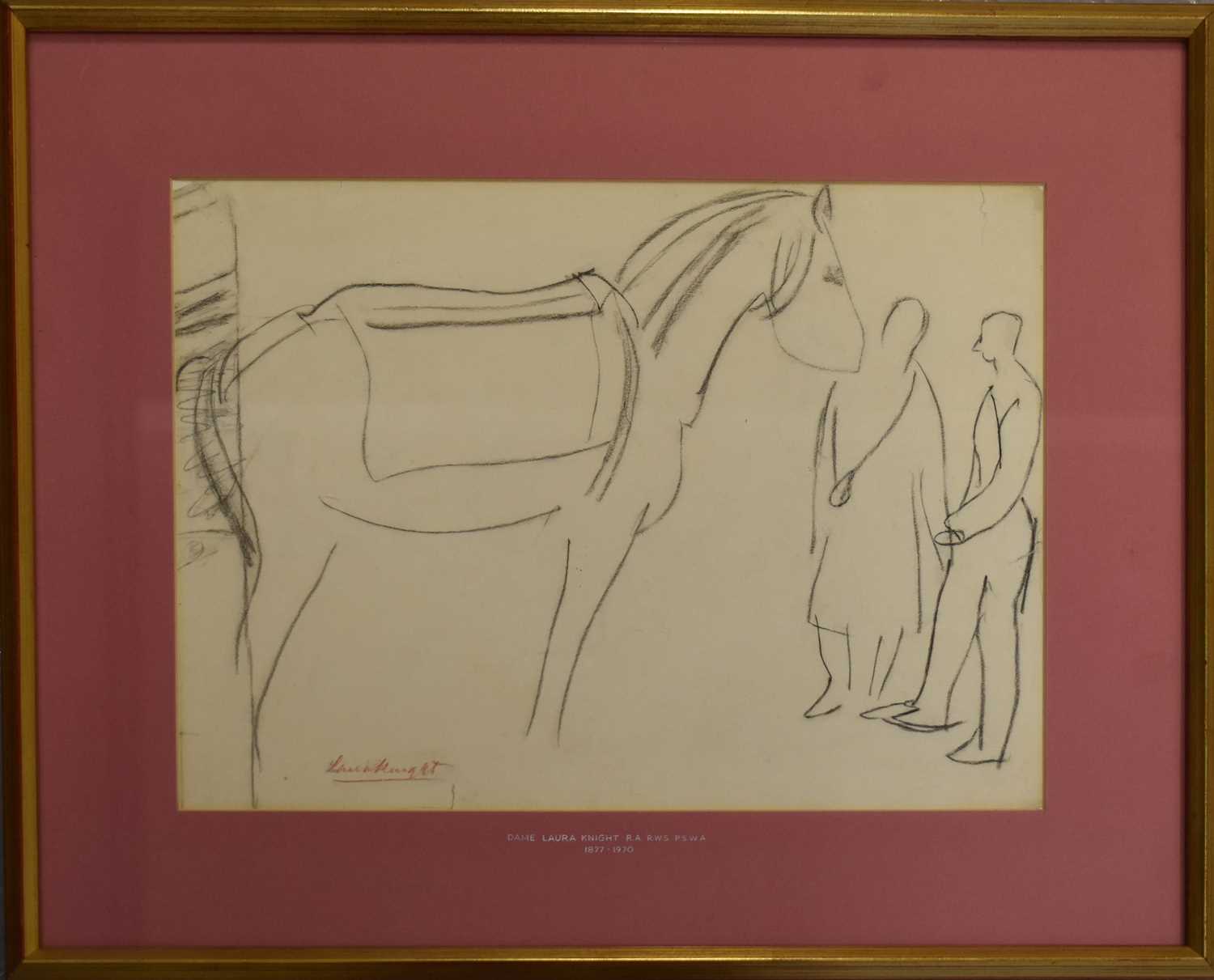 Dame Laura KNIGHT (British, 1877-1970): A study of a horse, black crayon on paper, signed lower