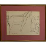 Dame Laura KNIGHT (British, 1877-1970): A study of a horse, black crayon on paper, signed lower