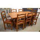 Alan Grainger of Brandsby 'Acorn Man' oak dining room table with adzed top 166cm by 84cm by 75cm,