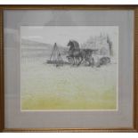 A 20th century lithograph, indistinctly signed, 47 by 54cm.