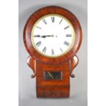 A 19th century mahogany cased double fusee drop dial wall clock, circa 1850, with Roman numeral