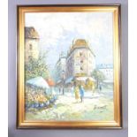 Burnett (20th century): Parisian street scene, oil on canvas, signed, 61 by 52cm.