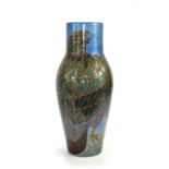 A Dennis China Works pottery vase, blue ground and decorated with two eagles, designed by Sally