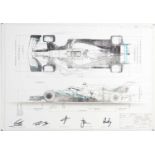 Formula 1 memorabilia: A limited edition Mercedes F1 signed technical drawing signed by Lewis