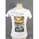 Formula 1 memorabilia: A T-Shirt hand signed by Michael Schumacher and Nico Rosberg in 2012, the t-