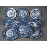 A complete set of twelve late 19th century/ early 20th century Wedgwood blue and white months of the