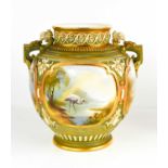 A fine Royal Worcester porcelain vase by Walter Powell, circa 1907, green mark to base, the ovoid