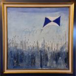 20th Century School A kite in a landscape, oil on board, indistinctly signed to verso, 99 x 99 cm