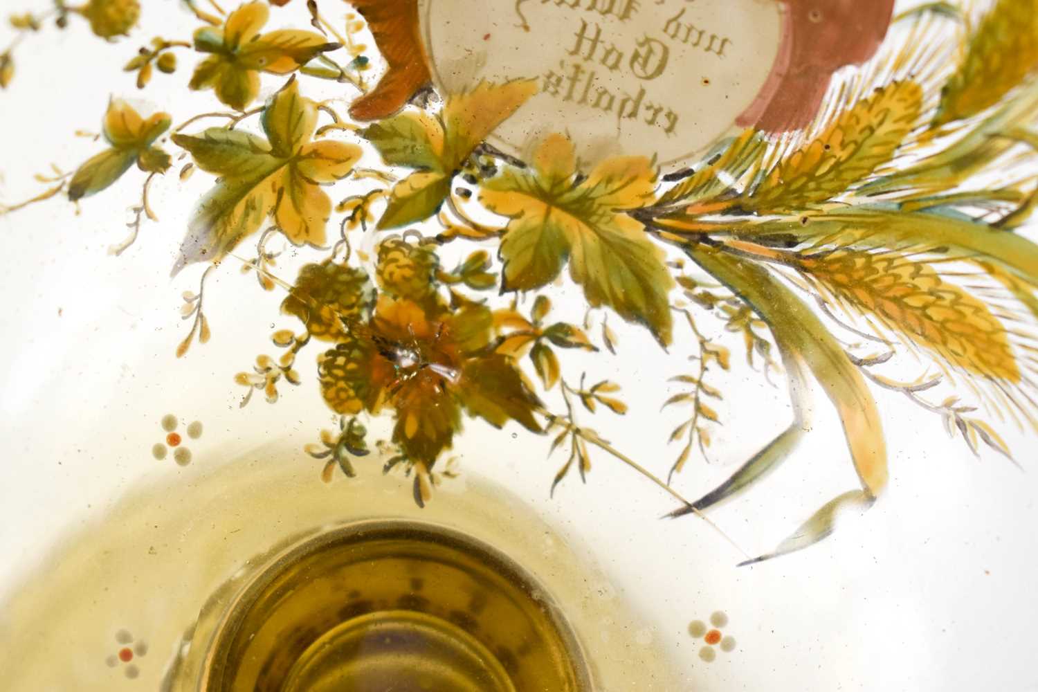 A late 19th century German glass of large proportions, hand painted with inscription 'Hopfen u - Image 4 of 6