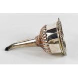 A 19th century silver plated wine funnel, with lobed decoration.