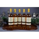 Five bottles of Chateau d'Yquem Lur-Saluces, Sauternes 1989, 750ml.