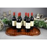 Six bottles of Chateau Moncets red wine, Lalande-de-Pomerol, France, 1990, 750ml.