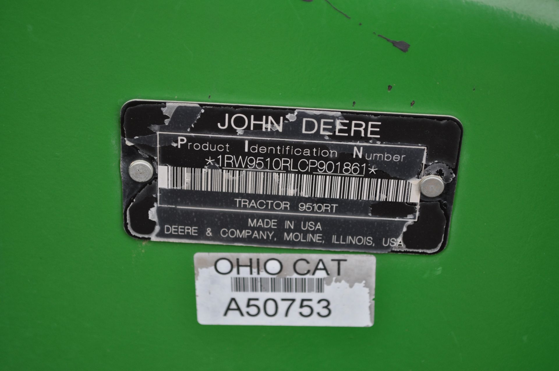 John Deere 9510RT track tractor, 36” belts, front weights, Powershift, 6 hyd remotes, 1000 PTO - Image 5 of 37