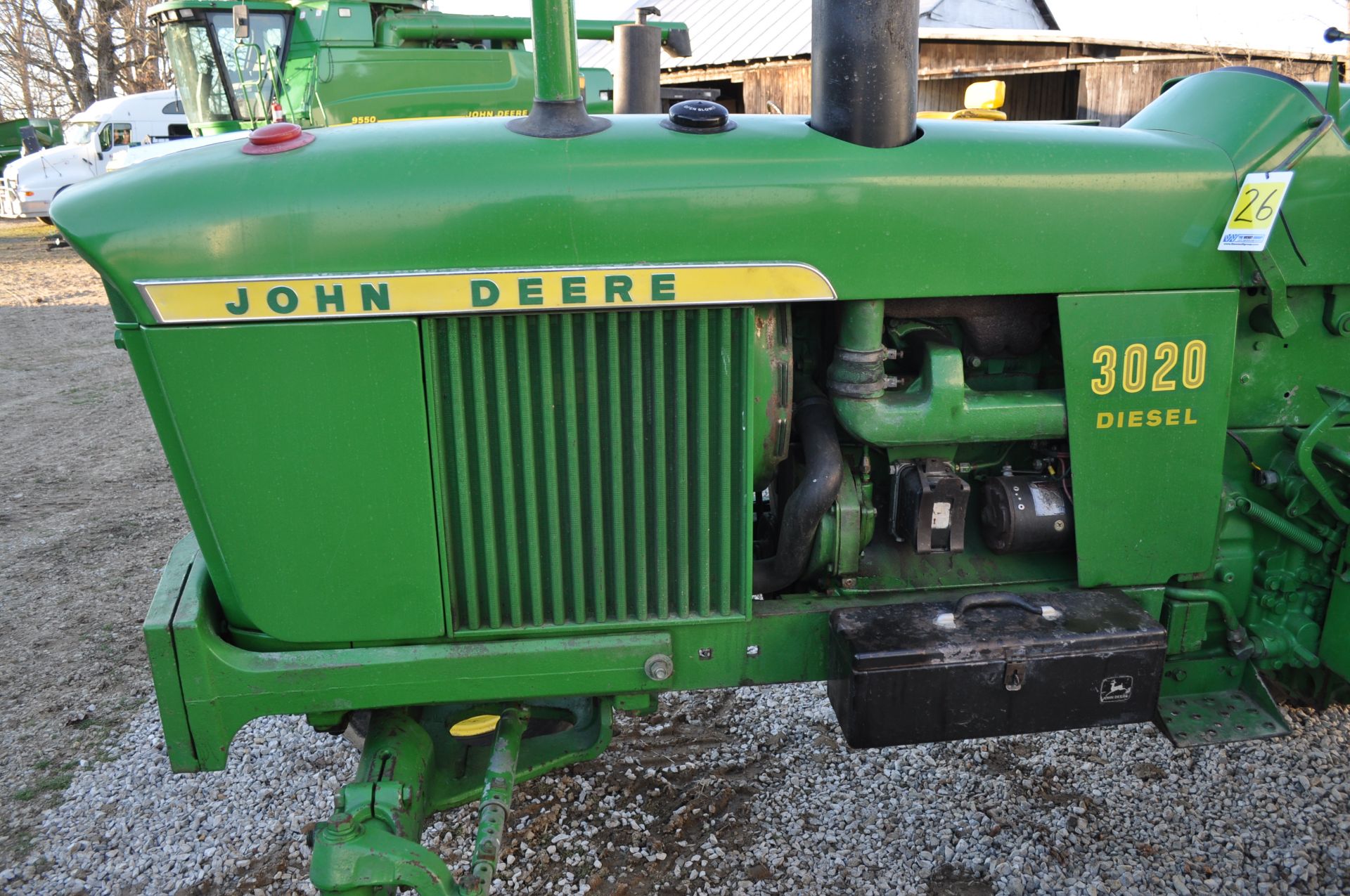 John Deere 3020 tractor, diesel, Powershift, 16.9-38 tires, 7.50-16 tires, wide front - Image 13 of 22