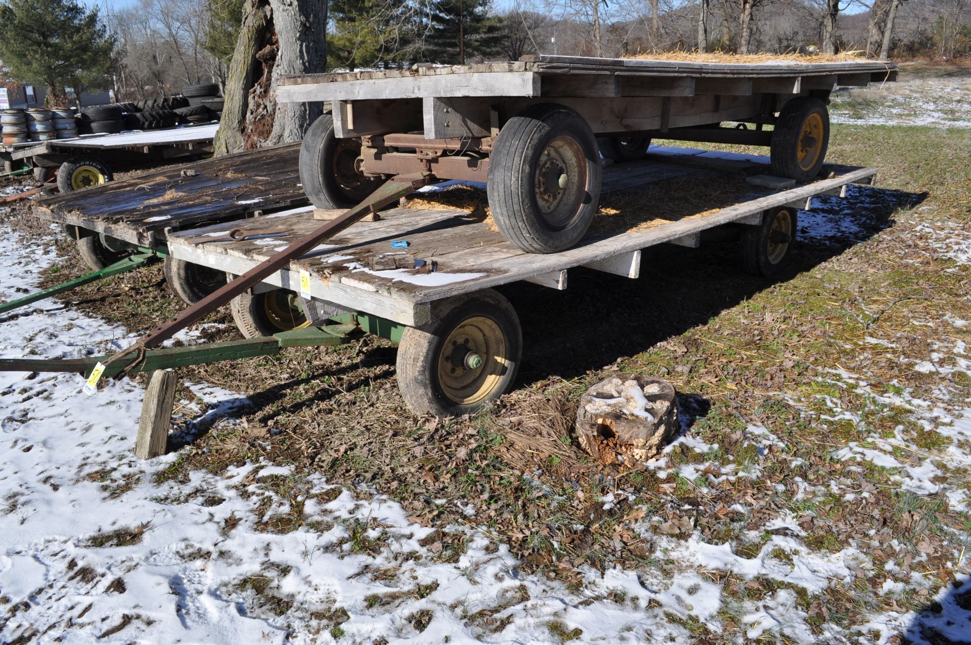 16’ flat rack hay wagon w/ wooden floor