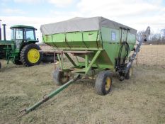 Parker 2500 seed wagon on John Deere 1065A gear, dual compartment, tarp, 15’ J&M hyd unload auger