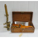 Brass compound microscope, by Smith and Beck, Coleman Street, London, No. 2023, in mahogany case