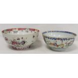 18th century Chinese Famille Rose punch bowl of circular form decorated with floral sprays,
