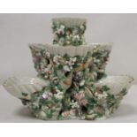18th century Worcester porcelain sweetmeat stand in the form of seven scallop shells rising in three