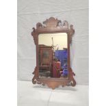 18th century mahogany fret frame mirror, with scrolled panels (a/f).