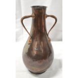 Keswick School of Industrial Arts, Arts & Crafts copper vase of baluster tyg form by Joseph Spark,