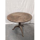 George III mahogany supper table, birdcage snap action circular top and cylindrical column with