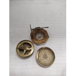 Butterfield style octagonal dial, engraved parcel gilt brass with silvered dial, c1700 and a