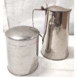Keswick School of Industrial Arts Firth Staybrite covered jug with thumb knop, 18cm high, No.C30,