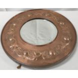 Keswick School of Industrial Arts, Arts & Crafts circular wall mirror, the bevelled glass in