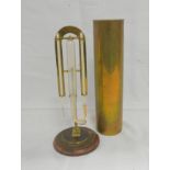 Early 19th century wet and dry thermometer by Cary, London, in brass cylinder, 24cm.