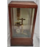 Early 19th century microscope by Bank, 441 Strand London on folding flat tripod, 33cm now in