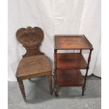 19th century rosewood whatnot with a three quarter pierced gallery above, two open tiers on turned