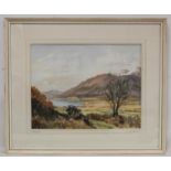 MONICA BARRY (1917-2014). Bassenthwaite from Whinlatter Pass. Watercolour. 33.5cm x 44cm. Signed.