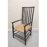 Early 20th Century Arts & Crafts, Morris & Co for Liberty child's chair with rushwork seat. H84cm