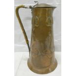 Keswick School of Industrial Arts, Arts & Crafts copper flagon of tapered cylindrical form, with