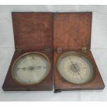 Compass by Cole, Fleet Street, London, silvered, in square mahogany case, c1780, 15cm and