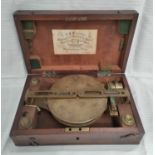 Brass miner's level by Troughton and Sims, London, in mahogany case.