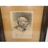 JEAN JACQUES DE BOSSIEU. Head and shoulders portrait of an old man. Etching. 23cm x 18cm. Monogram
