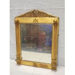 Late 19th century Masonic gilt wood mirror, with compass and square below a moulded arch and flanked