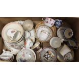 A carton containing a quantity of late 18th/early 19th century English porcelain and pottery tea and