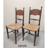 Set of six Arts & Crafts beech dining chairs in the manner of William Birch for Liberty, each with