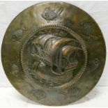 James Smithies, Wilmslow, Cheshire, Arts & Crafts circular copper charger with central repousse