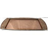 Keswick School of Industrial Arts, Arts & Crafts  'Arbutus' pattern copper tray of lobed rectangular